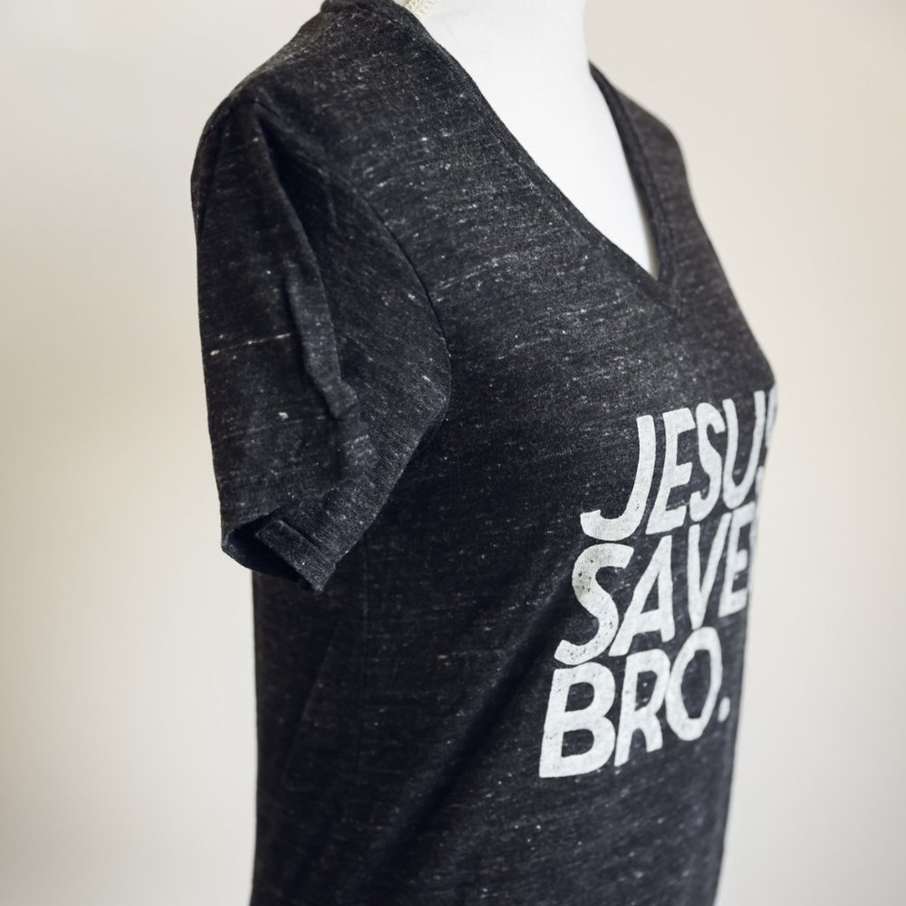Alternative Apparel "JESUS SAVES BRO." V-neck T-shirt - Picture 3 of 4